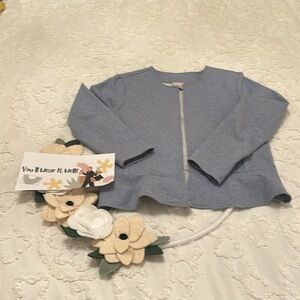 Loft Outlet. light blue knit jacketed with ruffle. Size S
